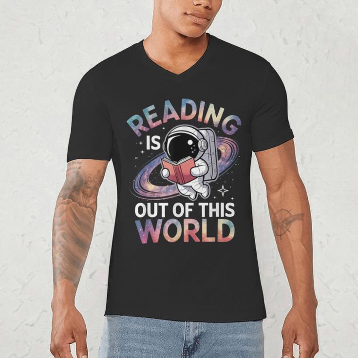 Reading Is Out Of This World Space Book Lover Men's V-Neck T-Shirt