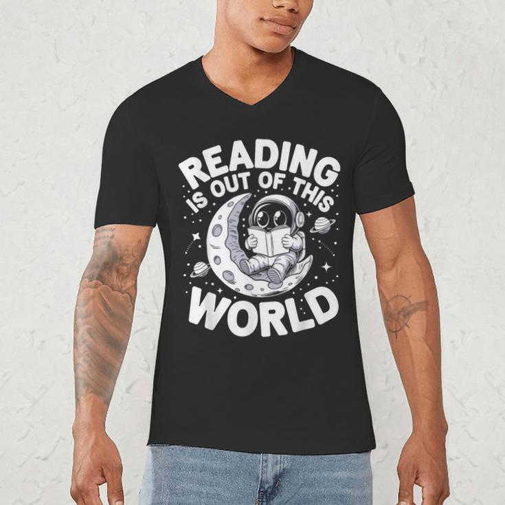 Reading Is Out Of This World Space Books Lover Men's V-Neck T-Shirt
