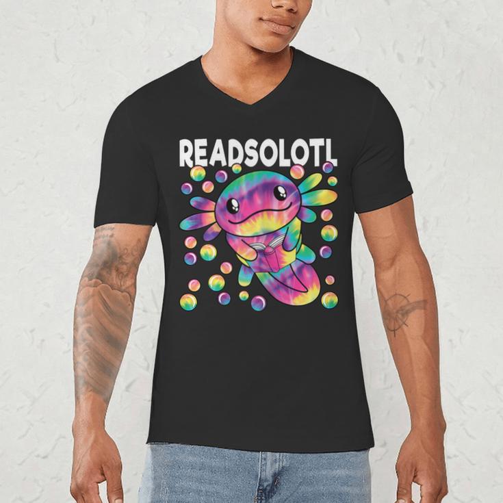 Readsolotl Cute Axolotl Book Lover Reading Women Girls Men's V-Neck T-Shirt