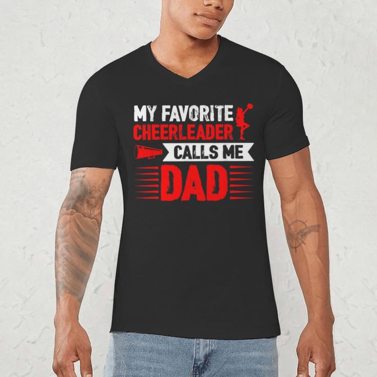 Red Cheer Dad Family Father Cheerleader Squad Men's V-Neck T-Shirt