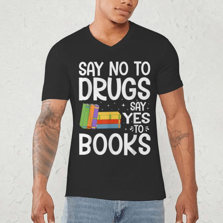 Red Ribbon Week Say No To Drugs Say Yes To Books Drug Free Men's V-Neck T-Shirt Red Ribbon Week Say No To Drugs Say Yes To Books Drug Free Men's V-Neck T-Shirt
