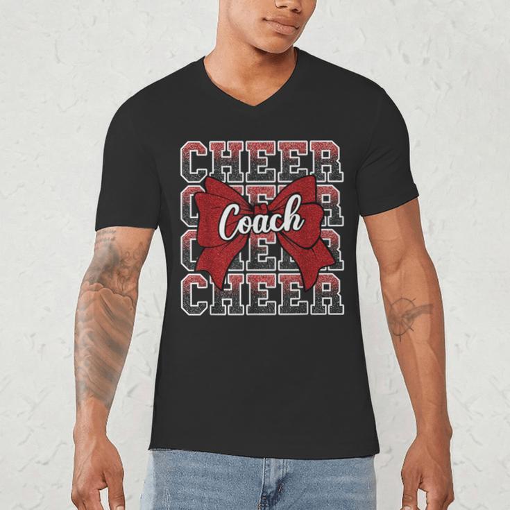 Red Sport Loud Proud Cheer Coach Dad Father's Day Men's V-Neck T-Shirt