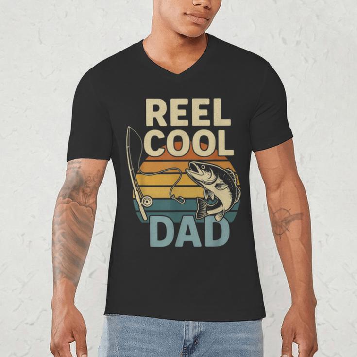 Reel Cool Dad Fathers Day Fishing Outdoors Men's V-Neck T-Shirt