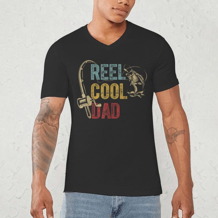 Reel Cool Dad Fishing Shirt Father's Day Fisherman Men's V-Neck T-Shirt