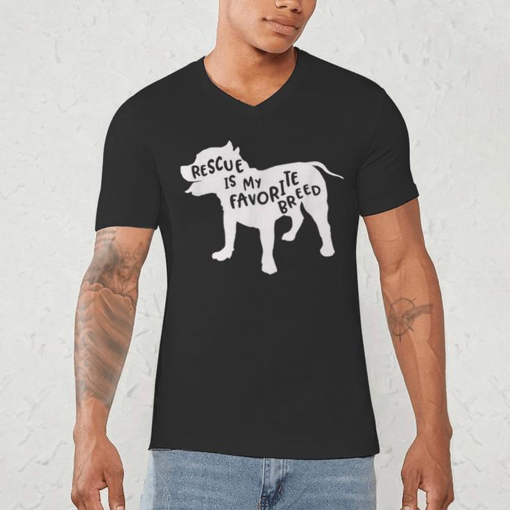 Rescue Is My Favorite BreedShirt Pitbull Mam Dad Shirt Men's V-Neck T-Shirt
