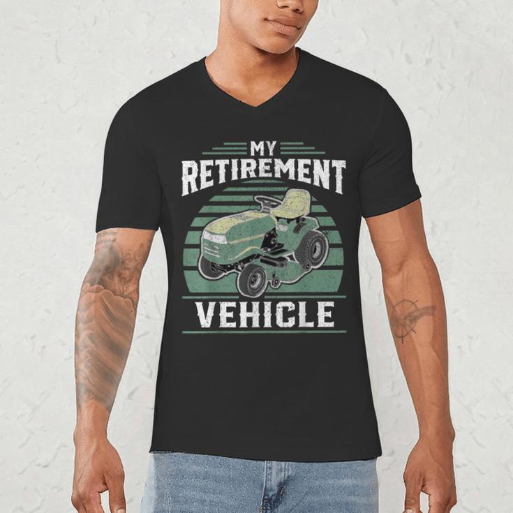 My Retirement Vehicle Riding Lawn Mower Retro Dad Men's V-Neck T-Shirt