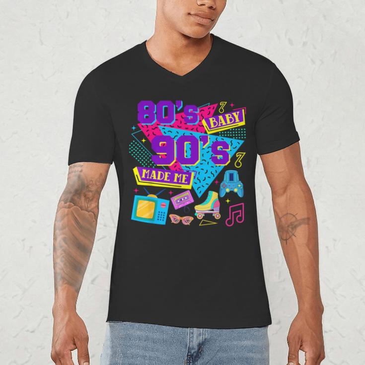 Retro 1980s 80's Baby 1990s 90's Made Me Nostalgia Birthday Men's V-Neck T-Shirt