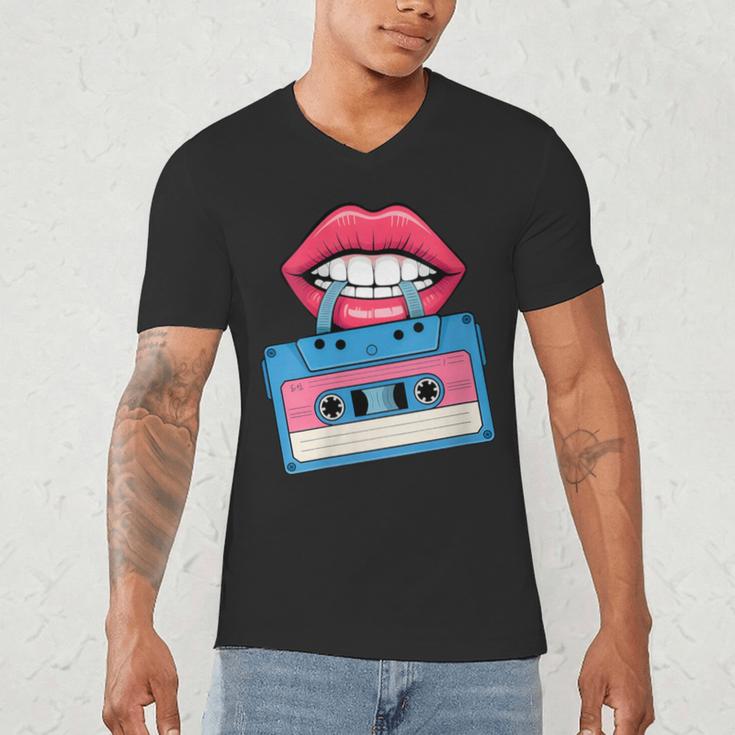 Retro 80s And 90s Cassette Perfect For Nostalgia Men's V-Neck T-Shirt