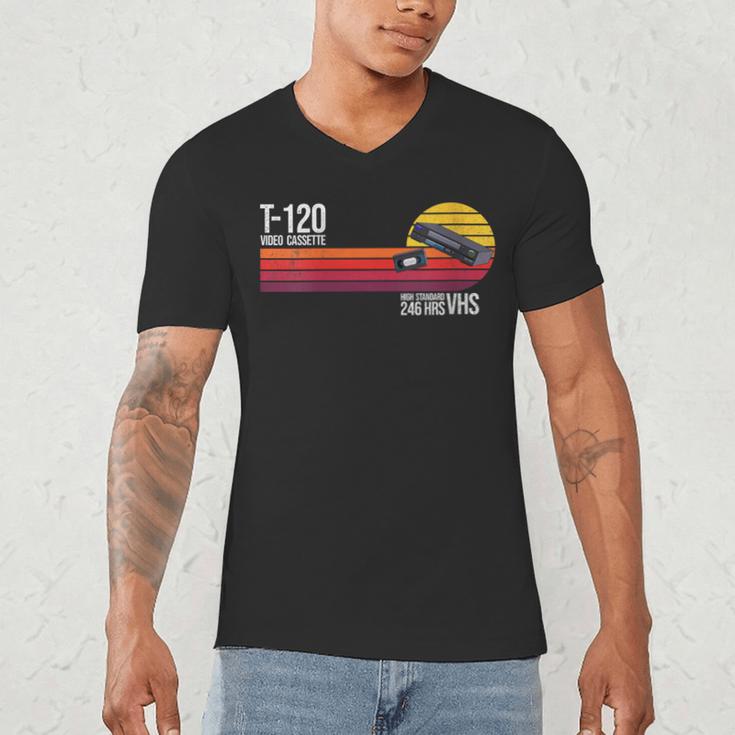 Retro 80's 90's Music Nostalgia Video Cassette Tape VHS Men's V-Neck T-Shirt Retro 80's 90's Music Nostalgia Video Cassette Tape VHS Men's V-Neck T-Shirt