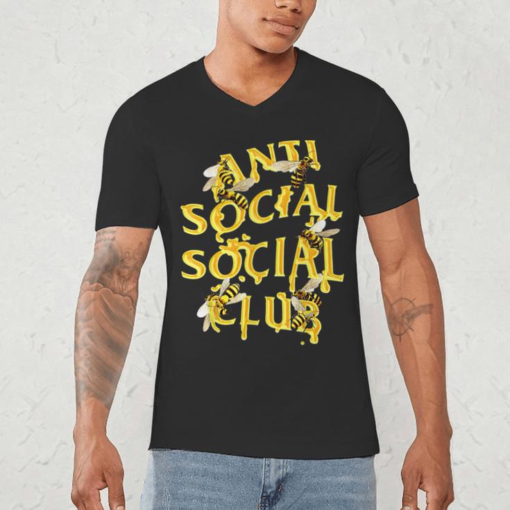 Retro Anti Social Club Bees Introvert Women Men Men's V-Neck T-Shirt