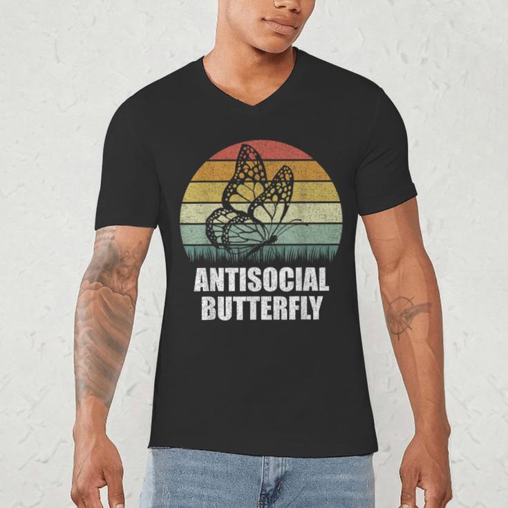 Retro Antisocial Butterfly Shirt For Introverts Men's V-Neck T-Shirt Retro Antisocial Butterfly Shirt For Introverts Men's V-Neck T-Shirt