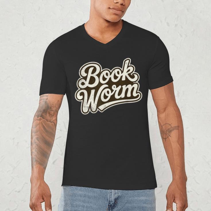 Retro Book Worm Reading For Book Lovers Men's V-Neck T-Shirt Retro Book Worm Reading For Book Lovers Men's V-Neck T-Shirt