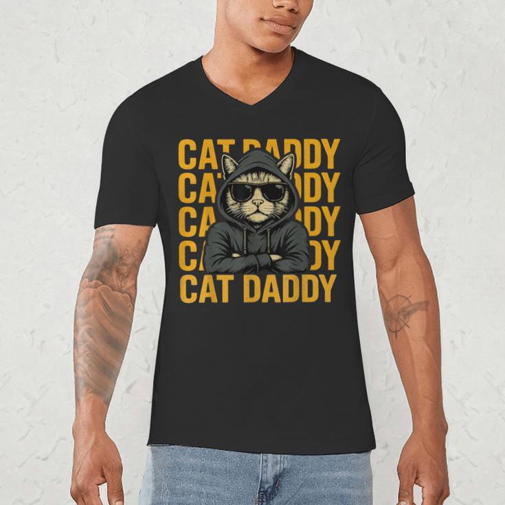 Retro Cat Daddy Style Animal For Men Women Kid Boy Girl Men's V-Neck T-Shirt