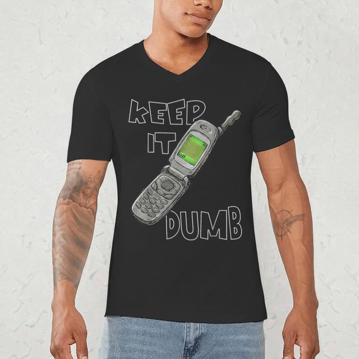 Retro Dumb Flip Phone Vintage 90s Y2K Tech Nostalgia Men's V-Neck T-Shirt