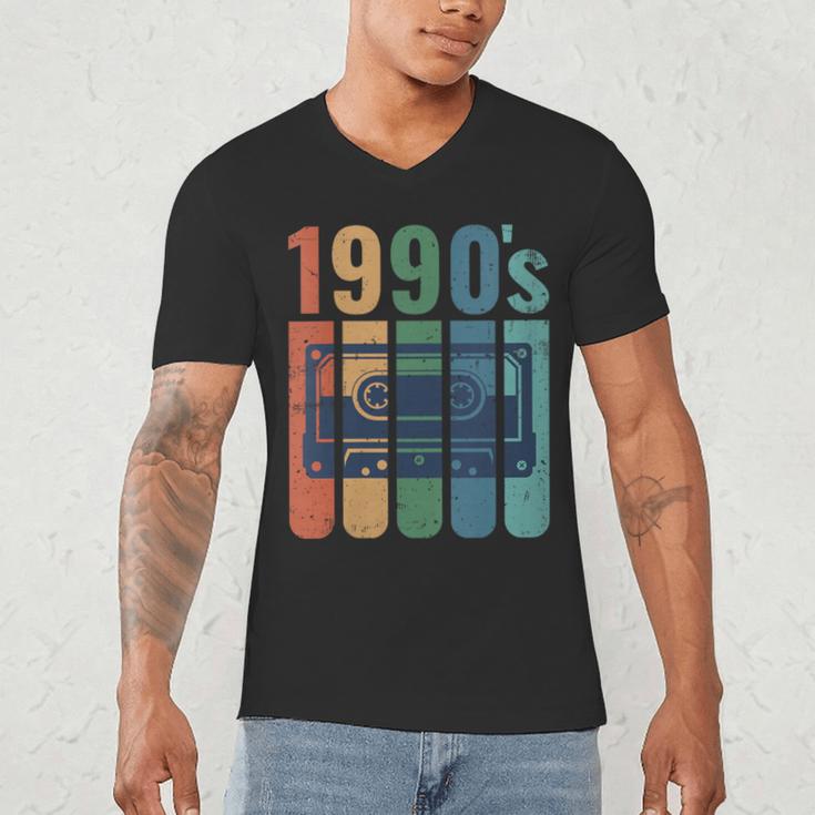Retro Nineties Style Audio Tape Nostalgia Year 1990 Men's V-Neck T-Shirt