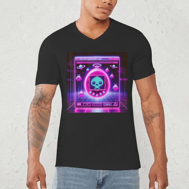 Retro Nostalgia Vaporwave- Error 404 Men's V-Neck T-Shirt Retro Nostalgia Vaporwave- Error 404 Men's V-Neck T-Shirt