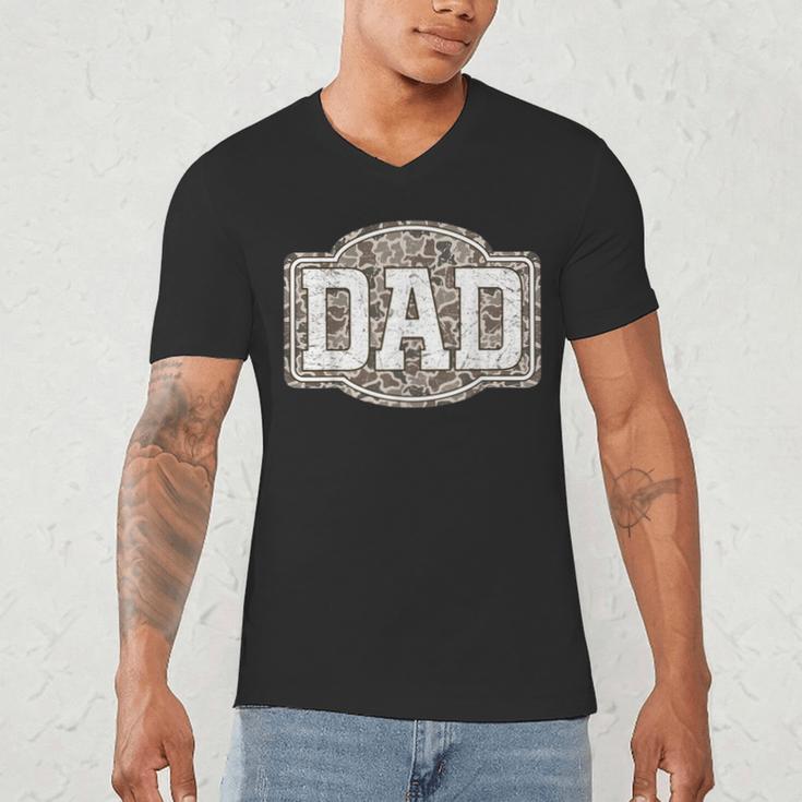 Retro Old Camo Dad Camouflage Hunting Season Father's Day Men's V-Neck T-Shirt