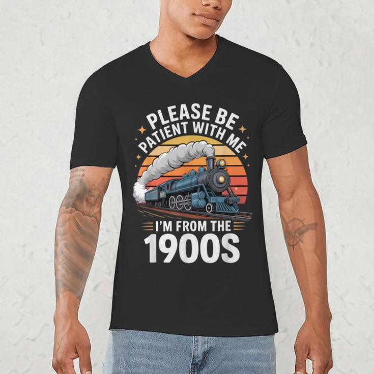 Retro Please Be Patient With Me I'm From The 1900s Train Men's V-Neck T-Shirt