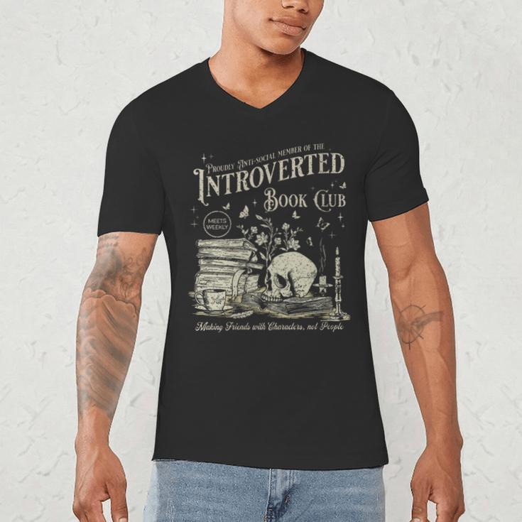 Retro Proud Anti Social Member Of Introverted Book Club Men's V-Neck T-Shirt