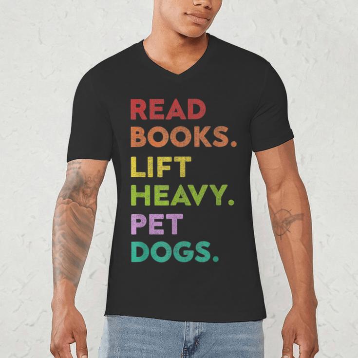Retro Read Books Lift Heavy Pet Dogs Gym Book Lover Men's V-Neck T-Shirt