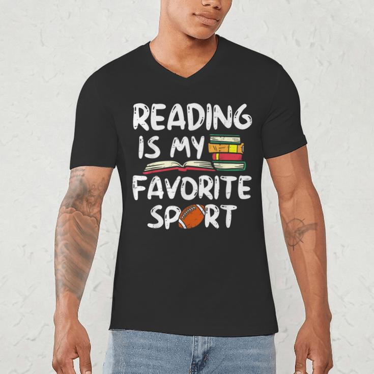Retro Reading Is My Favorite Sport Football World Book Day Men's V-Neck T-Shirt