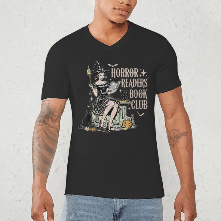Retro Scary Horror Readers Book Club Spooky Halloween Men's V-Neck T-Shirt Retro Scary Horror Readers Book Club Spooky Halloween Men's V-Neck T-Shirt