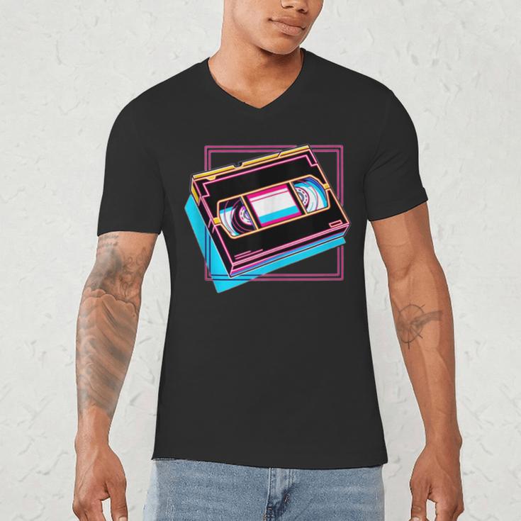 Retro VHS Vaporwave Video Cassette Nostalgia Geek Chic Men's V-Neck T-Shirt