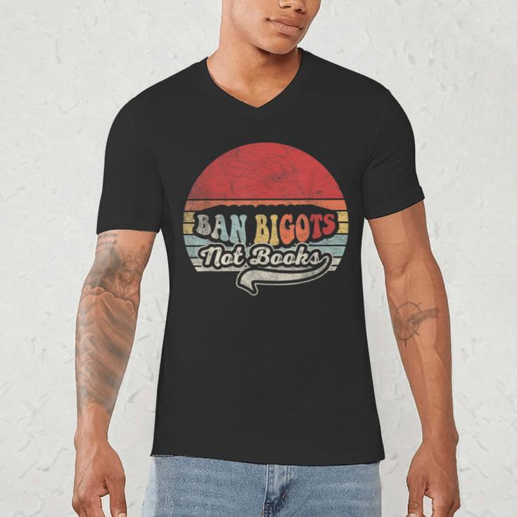 Retro Vintage Ban Bigots Not Books Shirt Free Banned Books Men's V-Neck T-Shirt