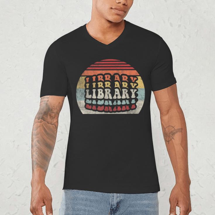 Retro Vintage Bookworm Library Shirt Book Lover Men's V-Neck T-Shirt