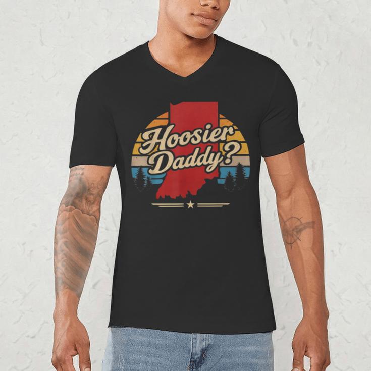 Retro Vintage US States Hoosier Daddy State Outline Desig Men's V-Neck T-Shirt Retro Vintage US States Hoosier Daddy State Outline Desig Men's V-Neck T-Shirt