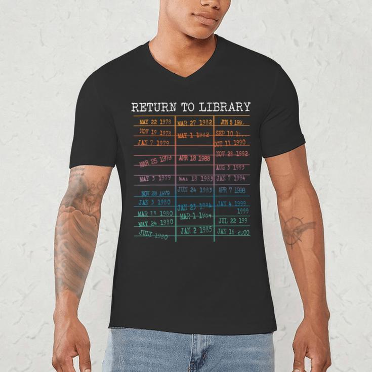 Return To Library Card Book Due Date Bookish Reading Men's V-Neck T-Shirt
