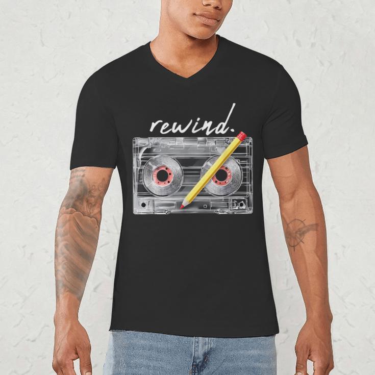 Rewind Cassette Tape Nostalgia 80s 90s Retro Music Lover Men's V-Neck T-Shirt