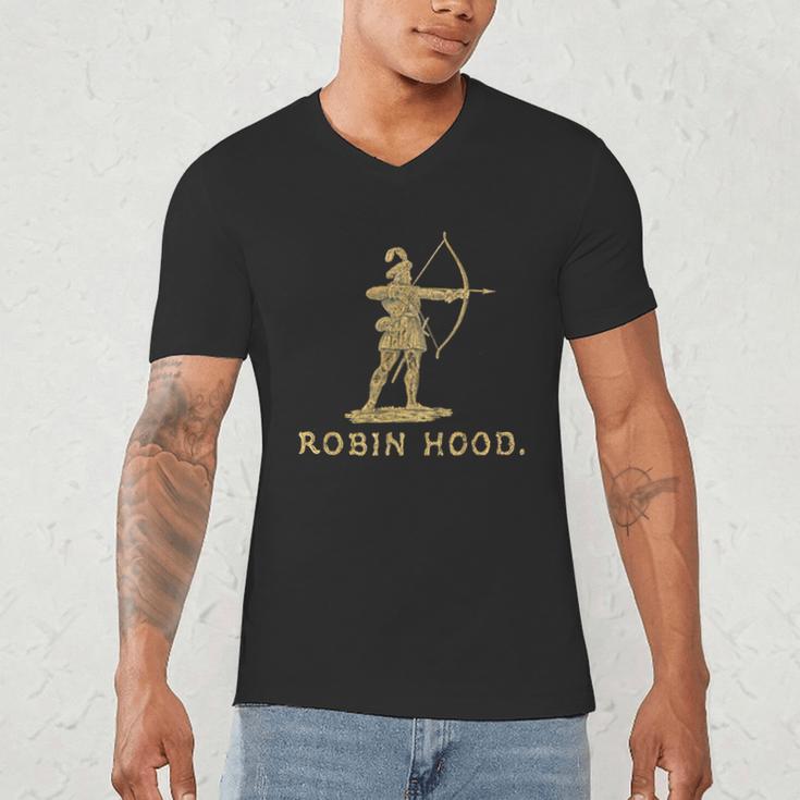 Robin Hood The Archer Book Cover Illustration In Gold Men's V-Neck T-Shirt