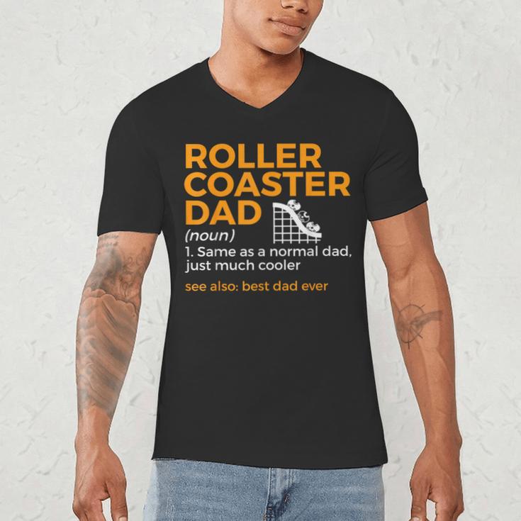 Roller Coaster Dad Definition Best Dad Ever Men's V-Neck T-Shirt Roller Coaster Dad Definition Best Dad Ever Men's V-Neck T-Shirt