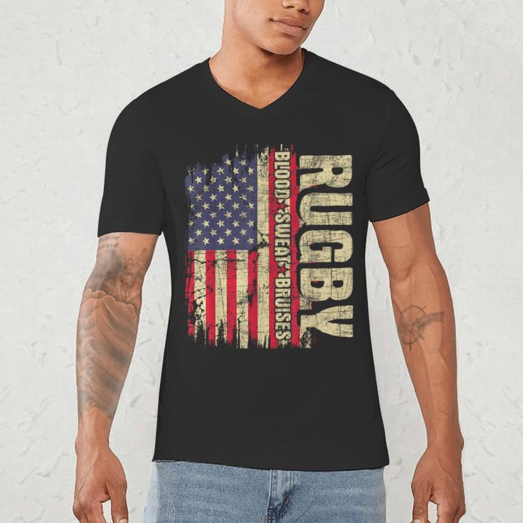 Rugby Blood Sweat Bruises Rugby Player Coach Dad Mom Men's V-Neck T-Shirt