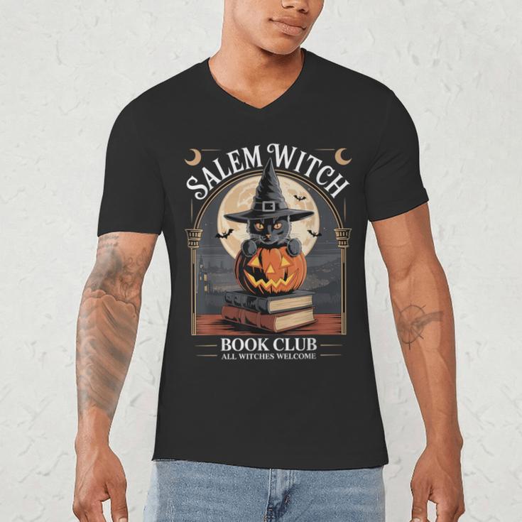 Salem Witch Book Club All Witches Welcome Halloween Reading Men's V-Neck T-Shirt