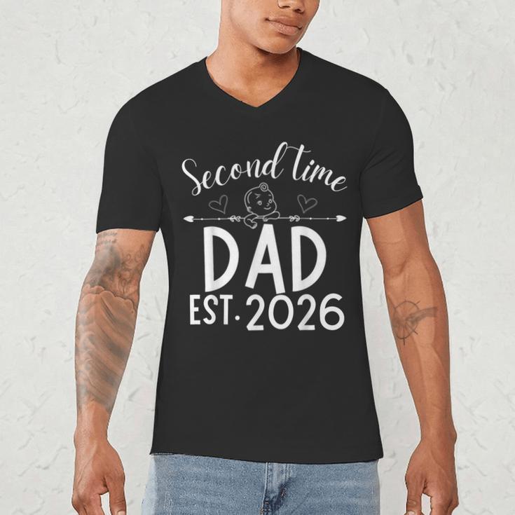 Second Time Dad Est 2026 Pregnancy Announcement Baby Daddy Men's V-Neck T-Shirt
