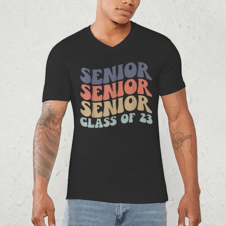 SENIOR 2023 Retro Class Of 2023 Seniors Graduation 23 Hippie Men's V-Neck T-Shirt
