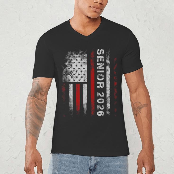 Senior 2026 American Flag Shirt USA Graduation Class Of 2026 Men's V-Neck T-Shirt