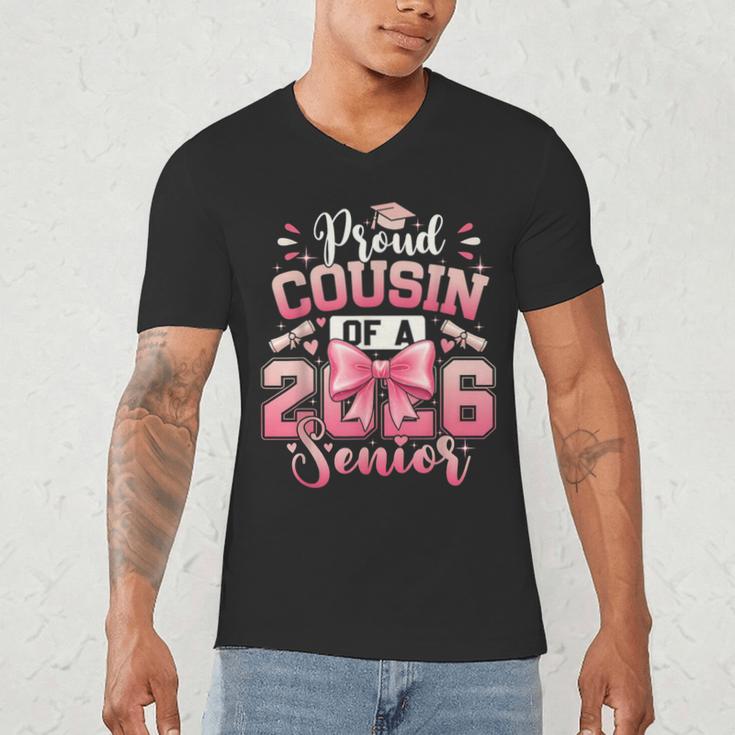 Senior 2026 Class Of 26 Coquette Pink Bow Graduation Cousin Men's V-Neck T-Shirt
