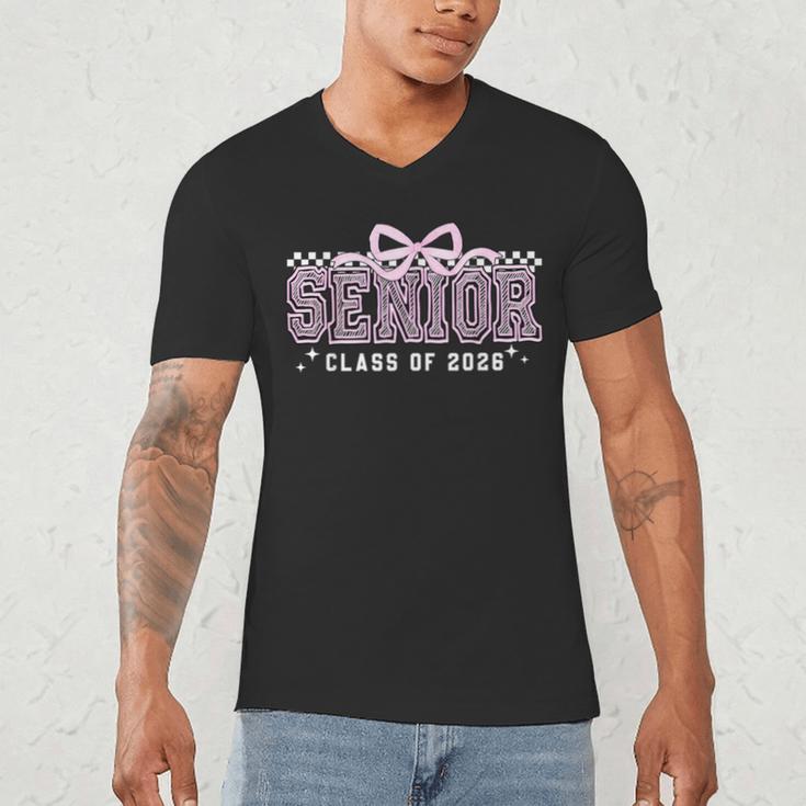 Senior 2026 Coquette Bow Class Of 2026 Graduation Graduate Men's V-Neck T-Shirt