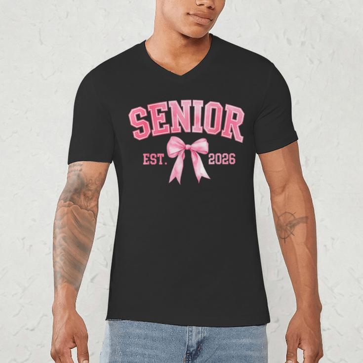 Senior 2026 Coquette Pink Bow Class Of 2026 Graduation Girls Men's V-Neck T-Shirt