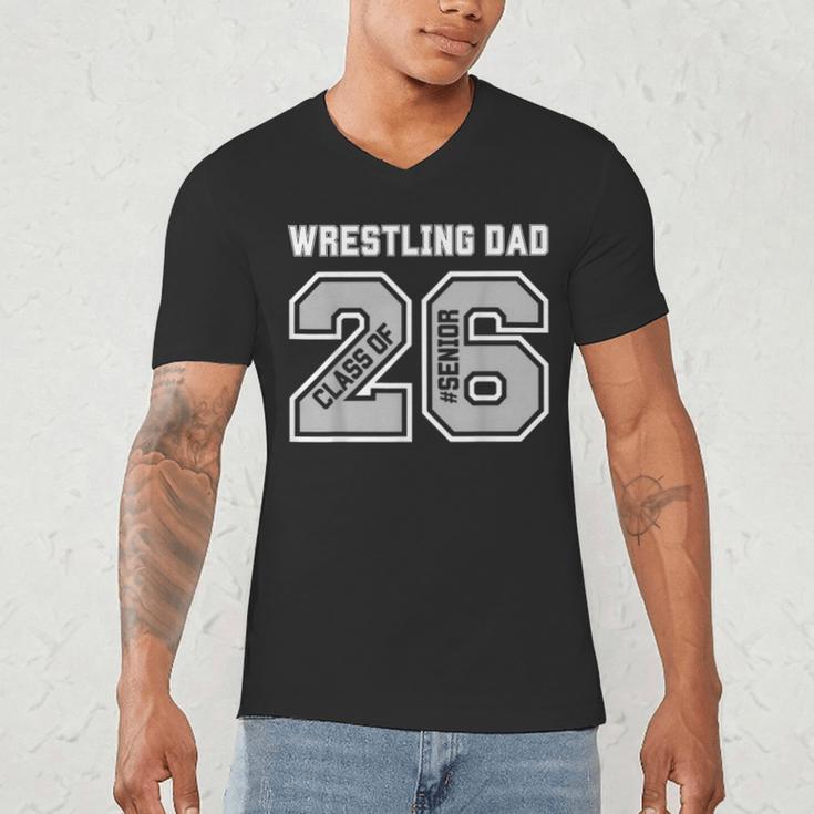 Senior 2026 Wrestling Dad Proud Senior 2026 Dad Graduation Men's V-Neck T-Shirt