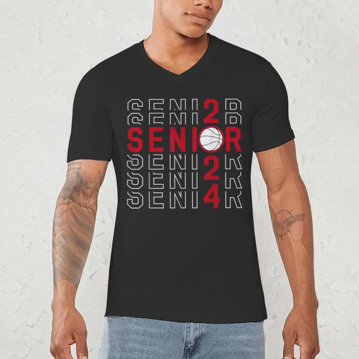 Senior Class Of 2024 Graduation 2024 Maroon Basketball Men's V-Neck T-Shirt