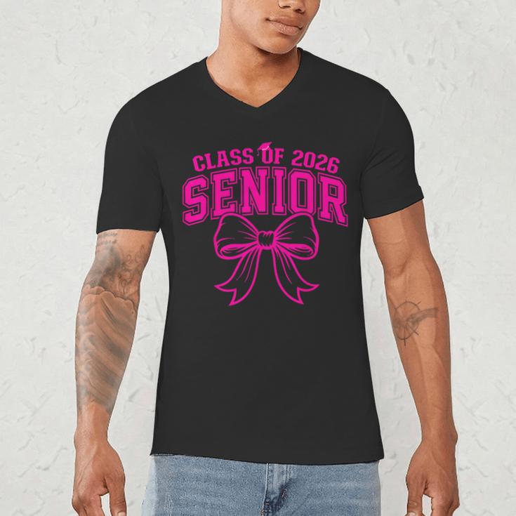 Senior Class Of 2026 Coquette Pink Bow Graduation 2026 Men's V-Neck T-Shirt