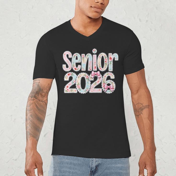 Senior Class Of 2026 Graduation 2026 Coquette Pink Bow Cute Men's V-Neck T-Shirt
