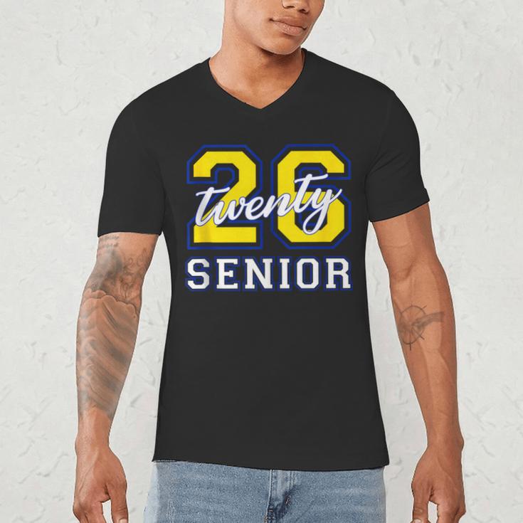 Senior Class 2026 Graduation Yellow Blue Letters Men's V-Neck T-Shirt