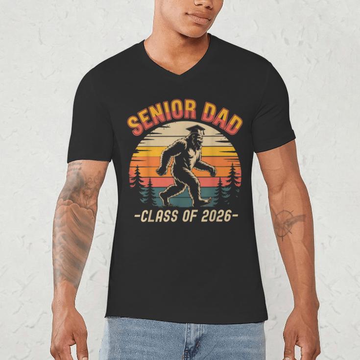 Senior Dad Class Of 2026 Bigfoot Vintage Graduation Men's V-Neck T-Shirt
