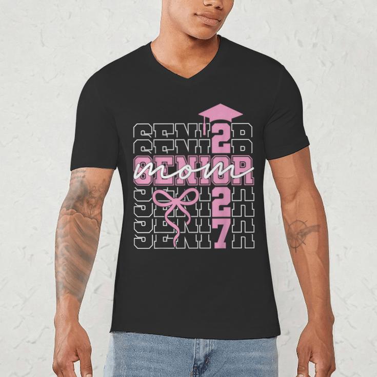 Senior Mom 2027 Class Of 2027 Coquette Bow Graduation 2027 Men's V-Neck T-Shirt