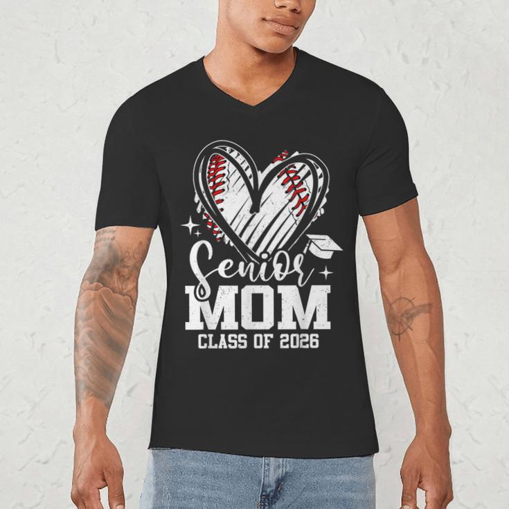 Senior Mom Class Of 2026 Baseball Graduation Heart Men's V-Neck T-Shirt
